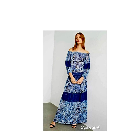 BCBGMAXAZRIA Blue Ellie Silk Chiffon Paisley - Picture 5 of 7